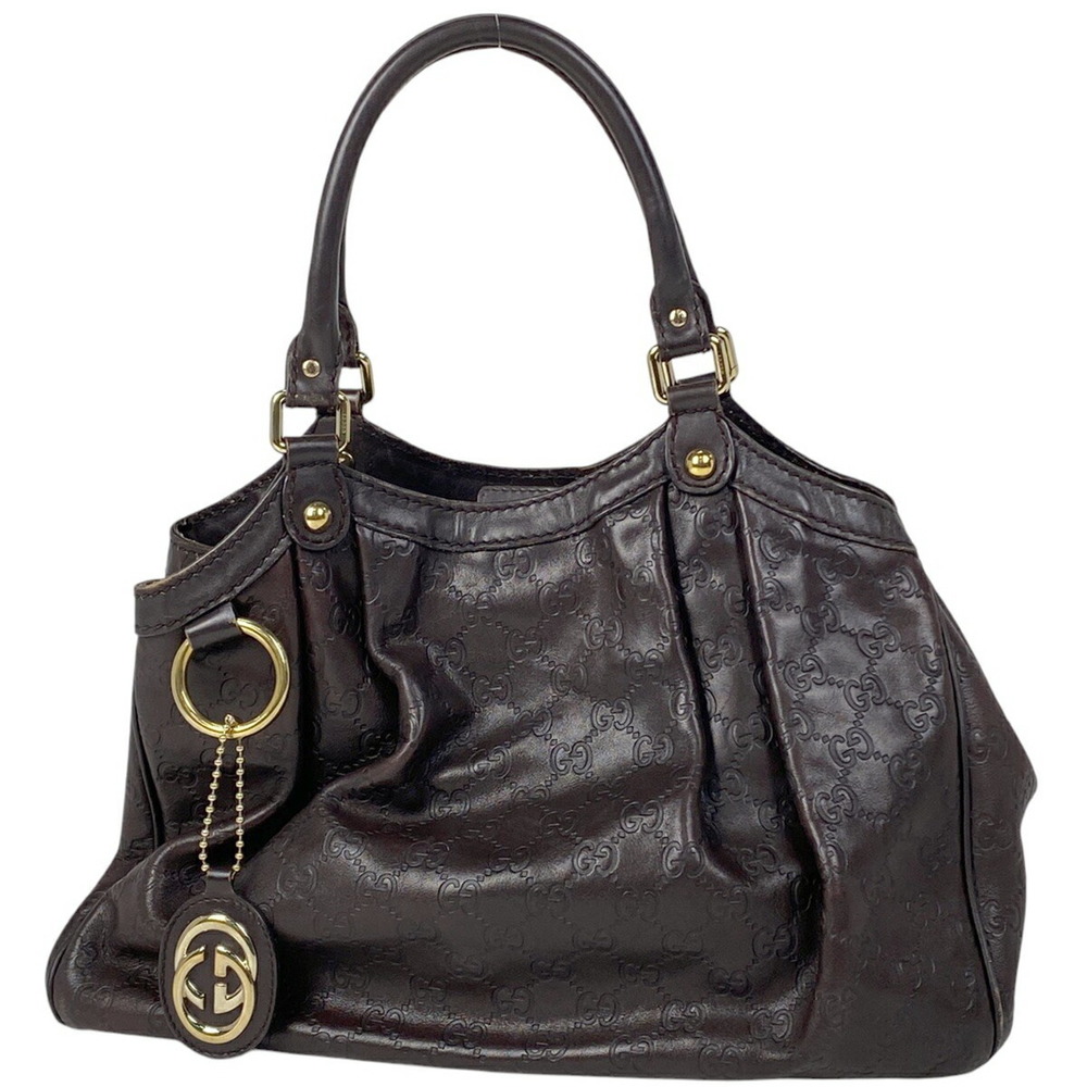 Gucci Black Bag Tote ssima Sukey Leather Shimmer GG Handbag